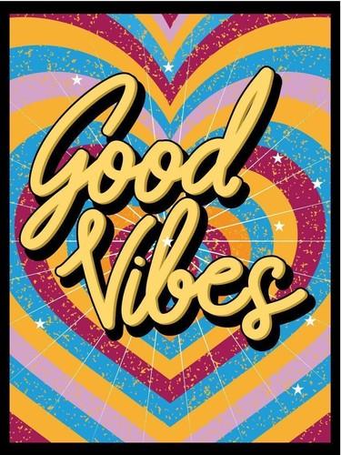 Metal plaque vintage retro style Good Vibes Hearts Classic tin door sign