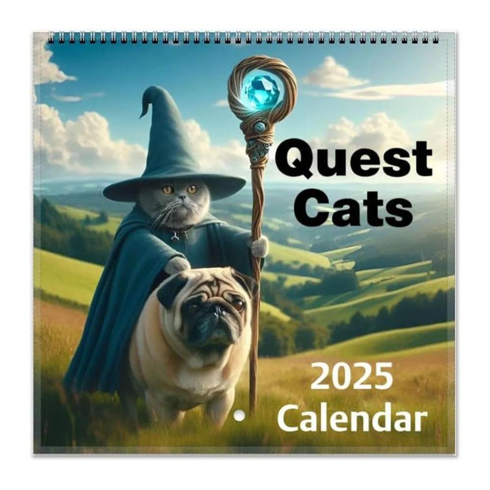 Странный средневековый квест Кошки Месяц Подвесной календарь Веселый планировщик Настенный календарь для семьи, друзей