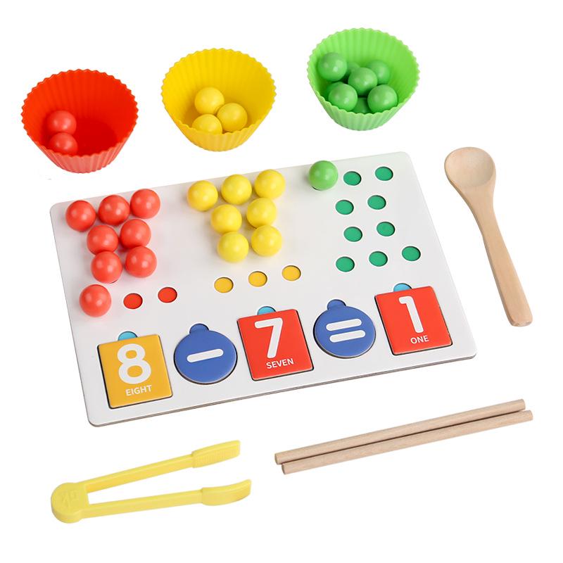 Handmade Wooden Math Clip Beads: Educational Number Matching Toy for Children