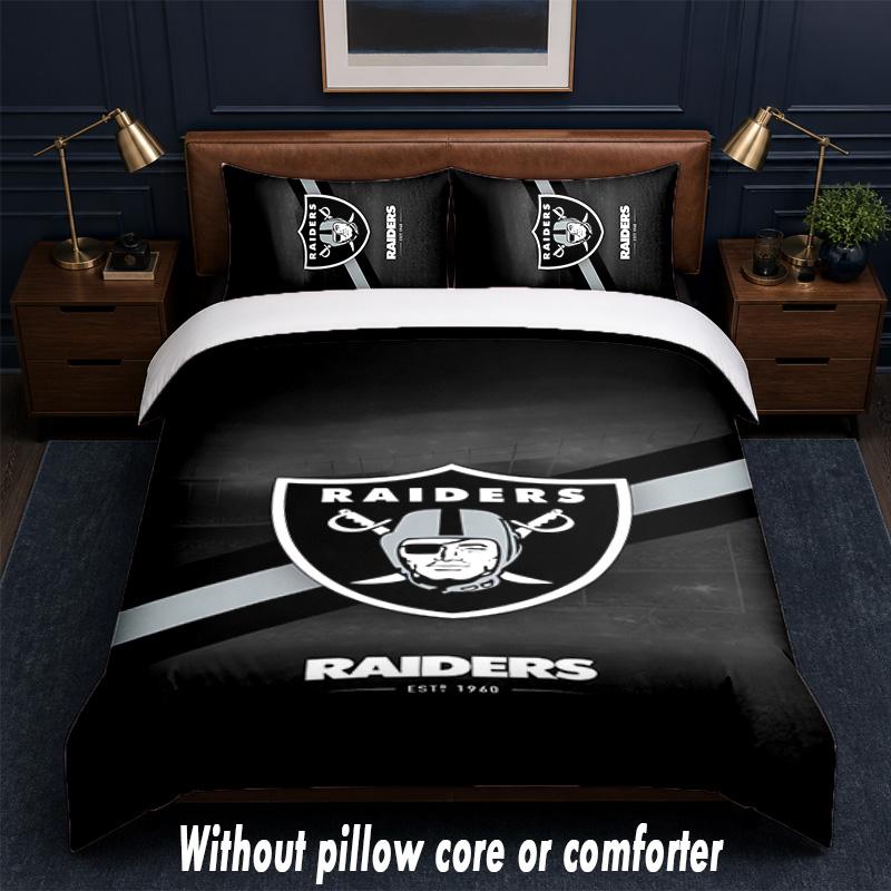 Las Vegas Raiders Design Bed Bedding Set 1 Duvet Cover + 2 Pillowcases Soft Breathable Household Bed Linens