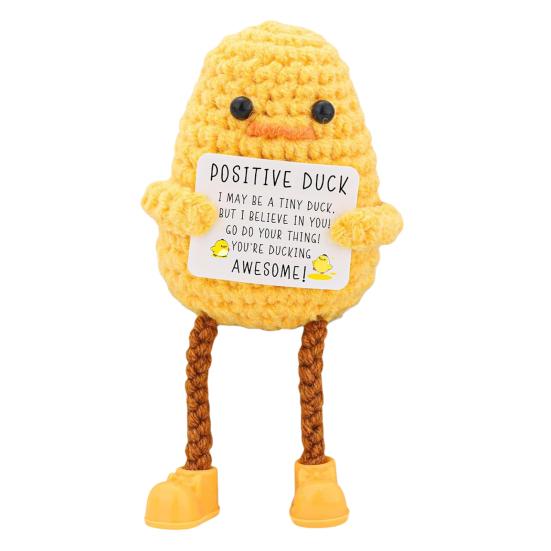Вязаная крючком уточка, украшение ручной работы, длинноногая уточка, кукла, компаньон для стола, позитивная утка, вдохновляющий подарок для женщин и мужчин, наполнители для рождественских чулок