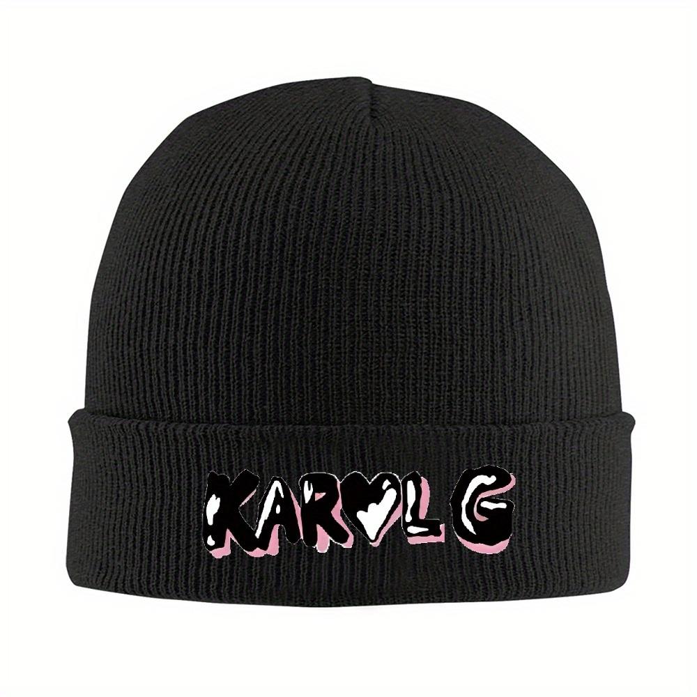 1pc Karol G Logo Bichota Bonnet Hats Knitted Hat FeUnisex Unisex Casual Head Wrap Beanie Hats Spring Kpop Pattern Cap