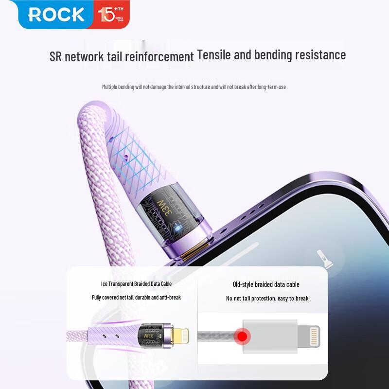 ROCK Z21 PD33W Transparent USB-C to Lightning Fast Charging Cable