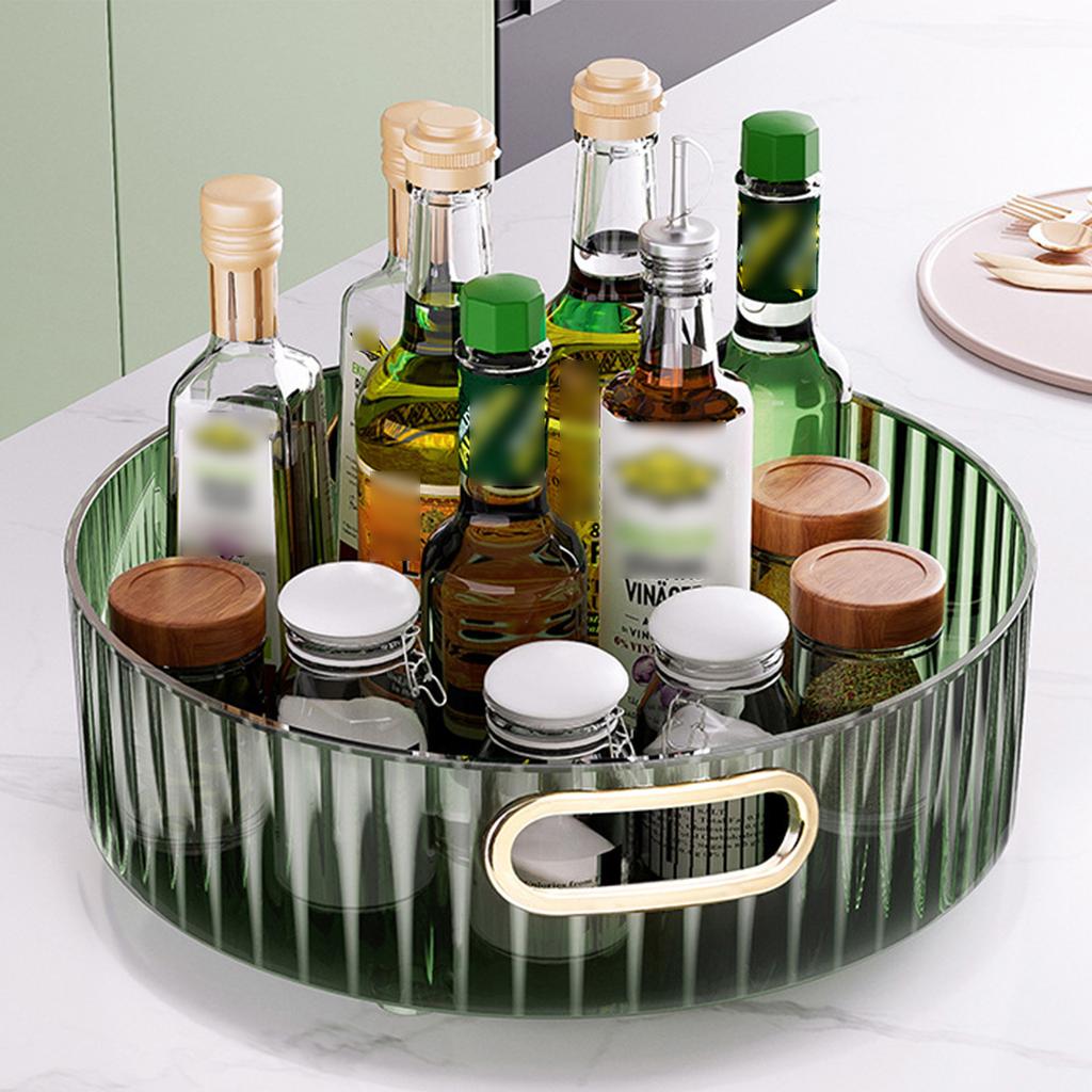 Transparent 360° Rotating Storage Tray Round Fruit Plate Desktop Small Items Jewelry Display Plate Turntable Organizer