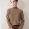 Women's Cashmere Half-High Collar Sweater - Pure, Solid Color, Warm Knitted Base Layer