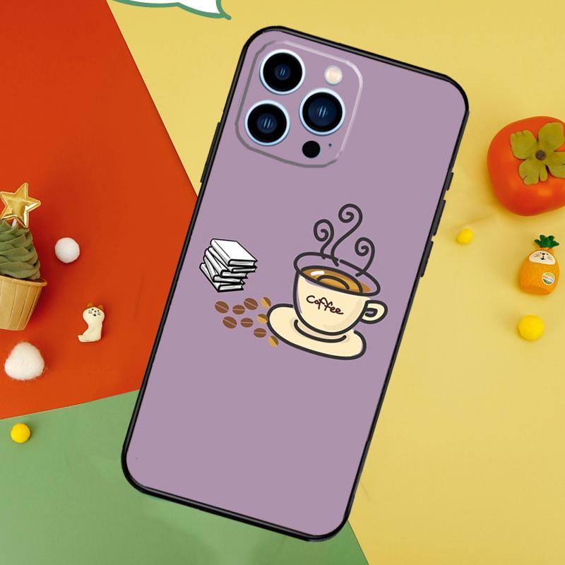 Books And Coffee Phone Case For iPhone 18 17 Pro Max 16 15 14 12 11 13 Pro Max Plus 12 13 Mini 16e 17 Air Cover