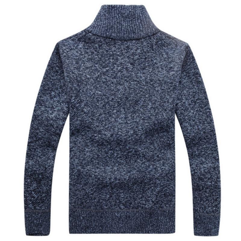 Мужской длинный вязаный свитер на молнии с плюшем и толстым утеплителем, модный верхний свитер и куртка