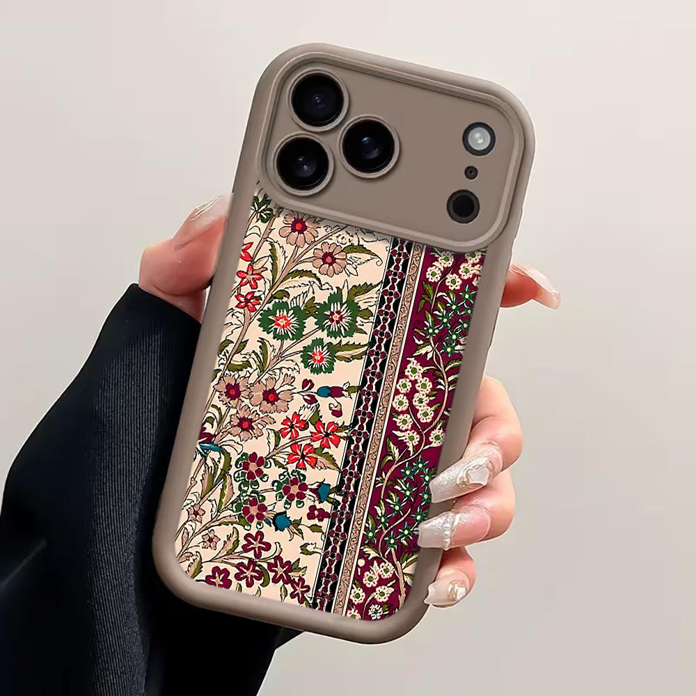 Богемный Красный Цветочный Полосатый Защитный Чехол Для Samsung Galaxy S25 S24 S23 Ultra S22 S21 Plus FE A56 A55 A54 A53 A36 A34 Чехол