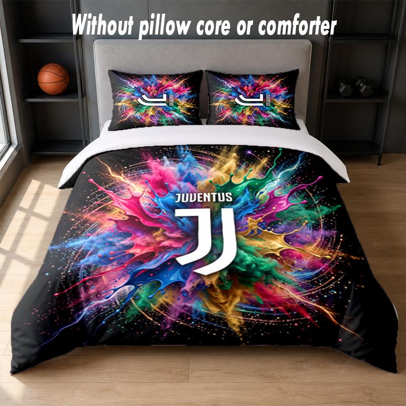 Juventus FC Design Bed Bedding Set 1 Duvet Cover + 2 Pillowcases Soft Breathable Household Bed Linens