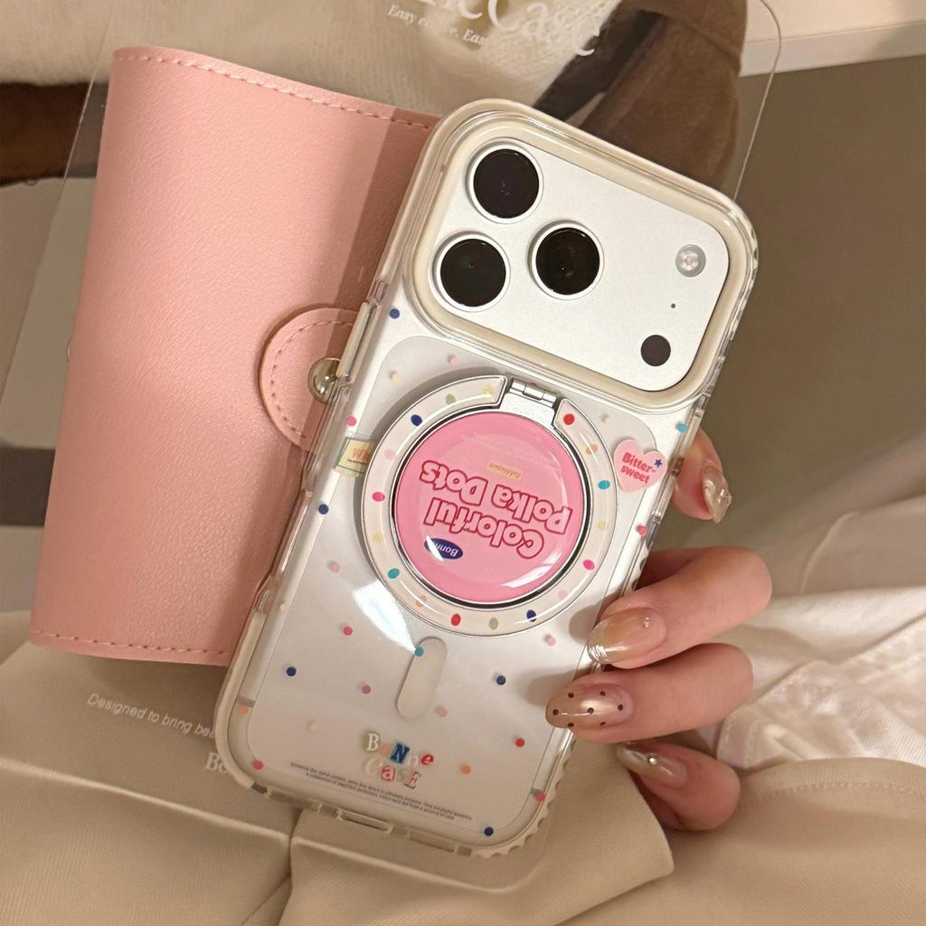 Яркий чехол-подставка в горошек для iPhone 16, iPhone 17, iPhone 17 Pro Max