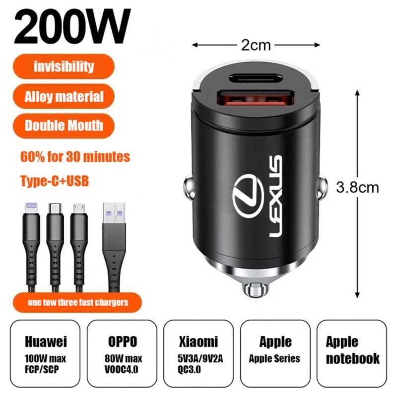 Car Mini Stealth Charger USB Type-C Fast Charging Adapter Accessories For Lexus IS250 IS200 CT200h GS300 LS430 RX450h LX570 IS30