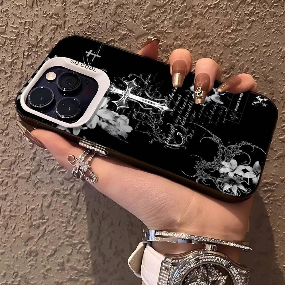 Готический Кибер Сигил Крест Цветной Чехол Для Телефона Для iPhone 17 16 15 14 13 12 11 Pro Max Plus Матовый Чехол