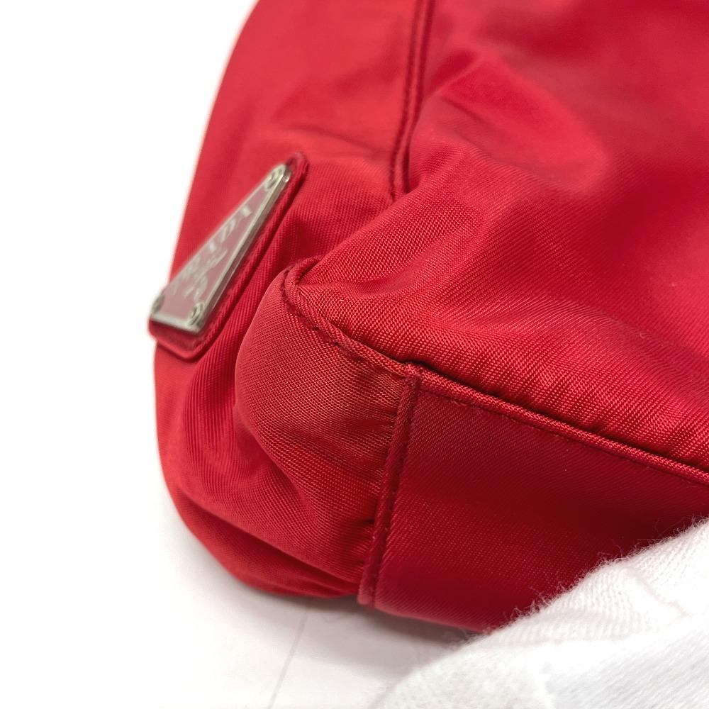 PRADA B8725 logo Tote Bag, Shoulder Bag, Triangle Plate Hand Bag Nylon Red