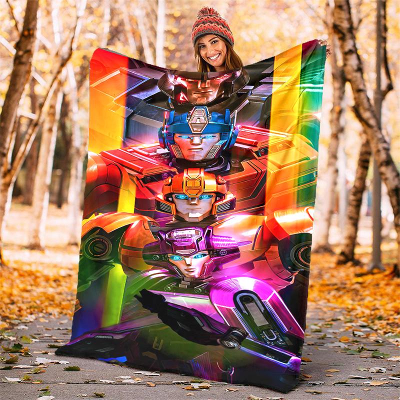 Transformers Flannel Blanket Soft Warm All-Season Throw, Design for Camping, Car Travel, Hiking Sofa, Bed, Office Perfect Gift for Parties