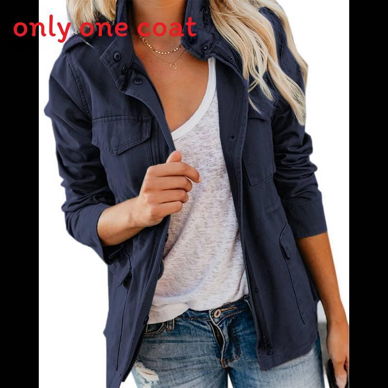 Streetwear Ladies Jacket With Cotton Blend Fabric And Multiple Pockets For Fall Spring Casual Wear