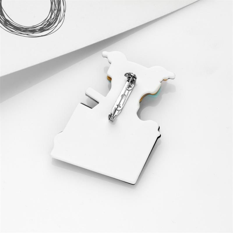Blucome Lovely Cartoon Acrylic Dog Brooch for Women Men Bag Suit Pins New Year Gift