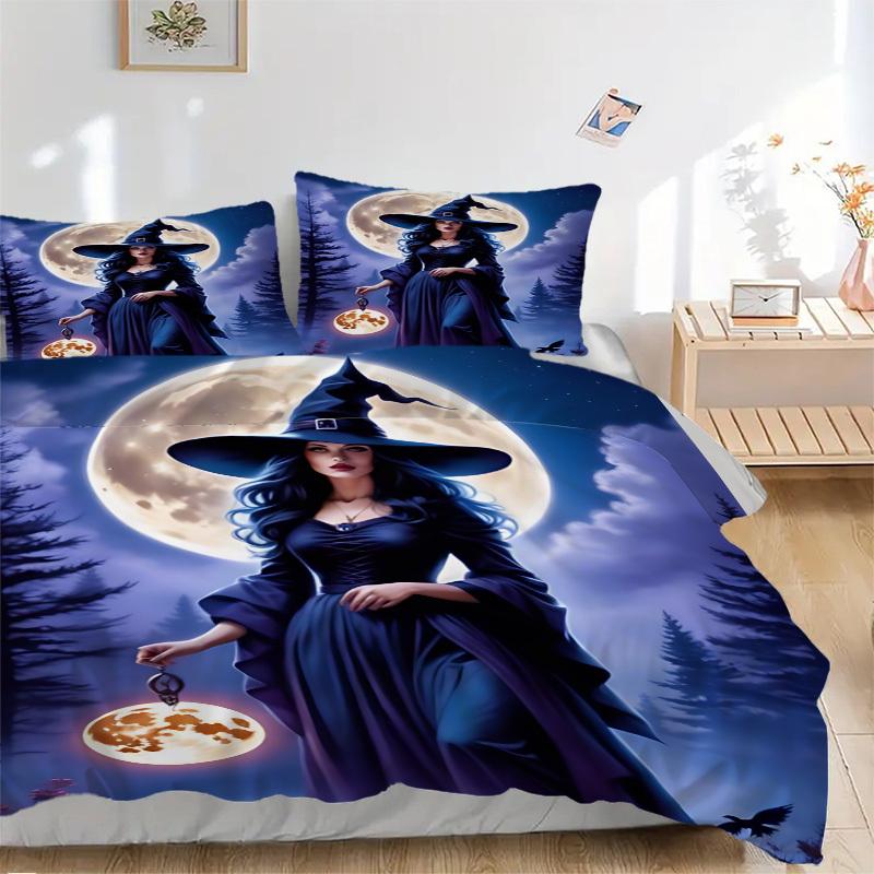 3pcs Witchcraft, Moonlit Magic Duvet Cover Set, Cover For Bedroom Guest Room (1 Duvet Cover + 2 Pillowcase, Without Quilt), yy250922227