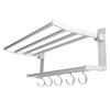 40cm Shower Shelf Foldable Aluminum Bathroom Towel Coat Rack with 5 Hooks Silver