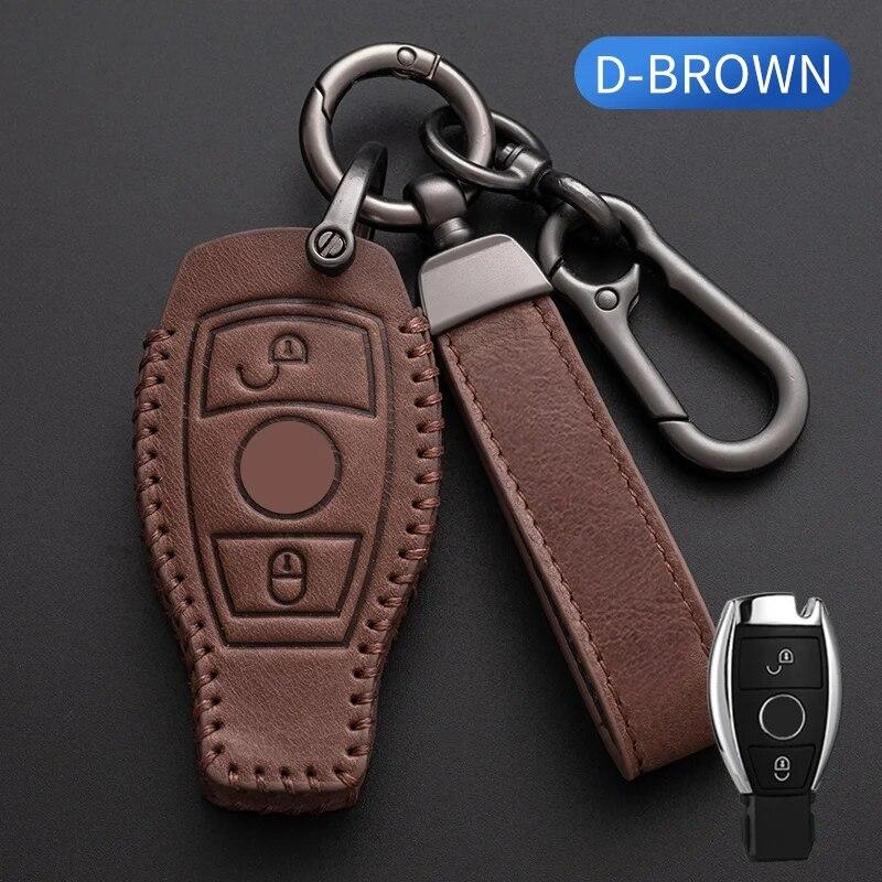 Genuine Leather Car Key Case for Mercedes Benz E C G M R S Class W204 W212 W176 GLC CLA GLA AMG Cover Keychain Car Accessories