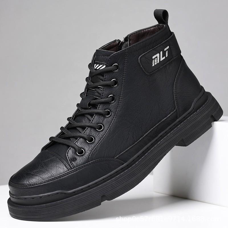 Winter New Retro Cashmere and Thick Warm Boots Non-slip High-top Trend Men's Shoes D564