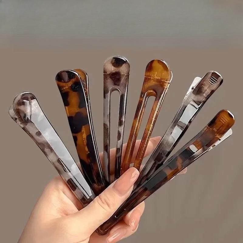 2 шт. Большие заколки для волос с леопардовым принтом, Зажимы-уточки, Нескользящий захват для укладки задней части головы, Женские модные заколки для волос