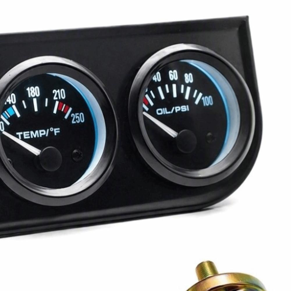 Black Triple Gauge Set 3 in 1 Car Meter Kit Easy Installation Car Gauge Cluster  Vehicle Monitoring