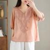 Cotton Linen Short Sleeved Top for Women In Summer Loose Slimming Casual Versatile Thin High-end Cotton T-shirt Shirt