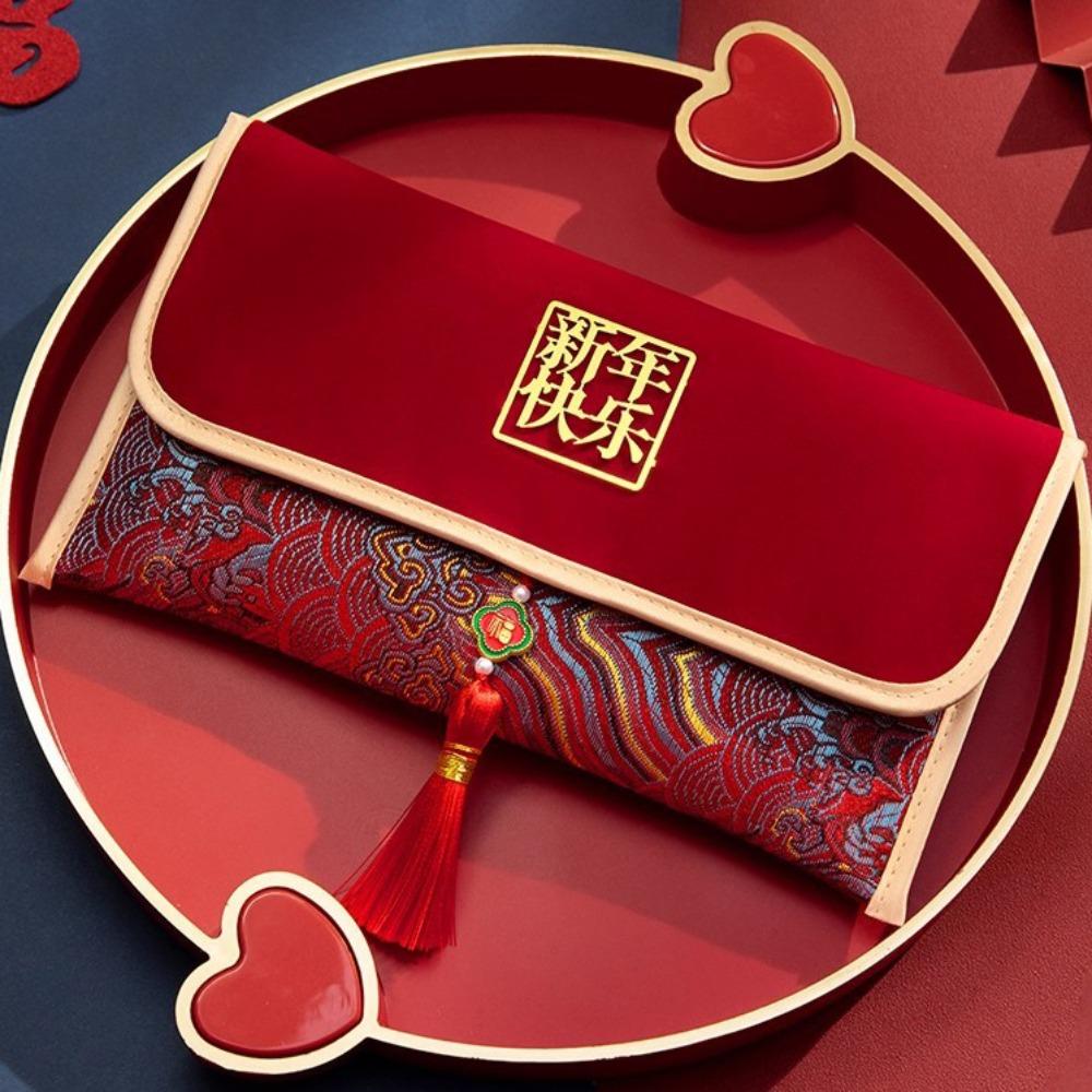 Традиционный Китайский Красный Конверт на Новый Год Год Быка CNY Карманная Сумка на Новый Год Тканевый Счастливый Конверт Конверты Принадлежности для Вечеринки