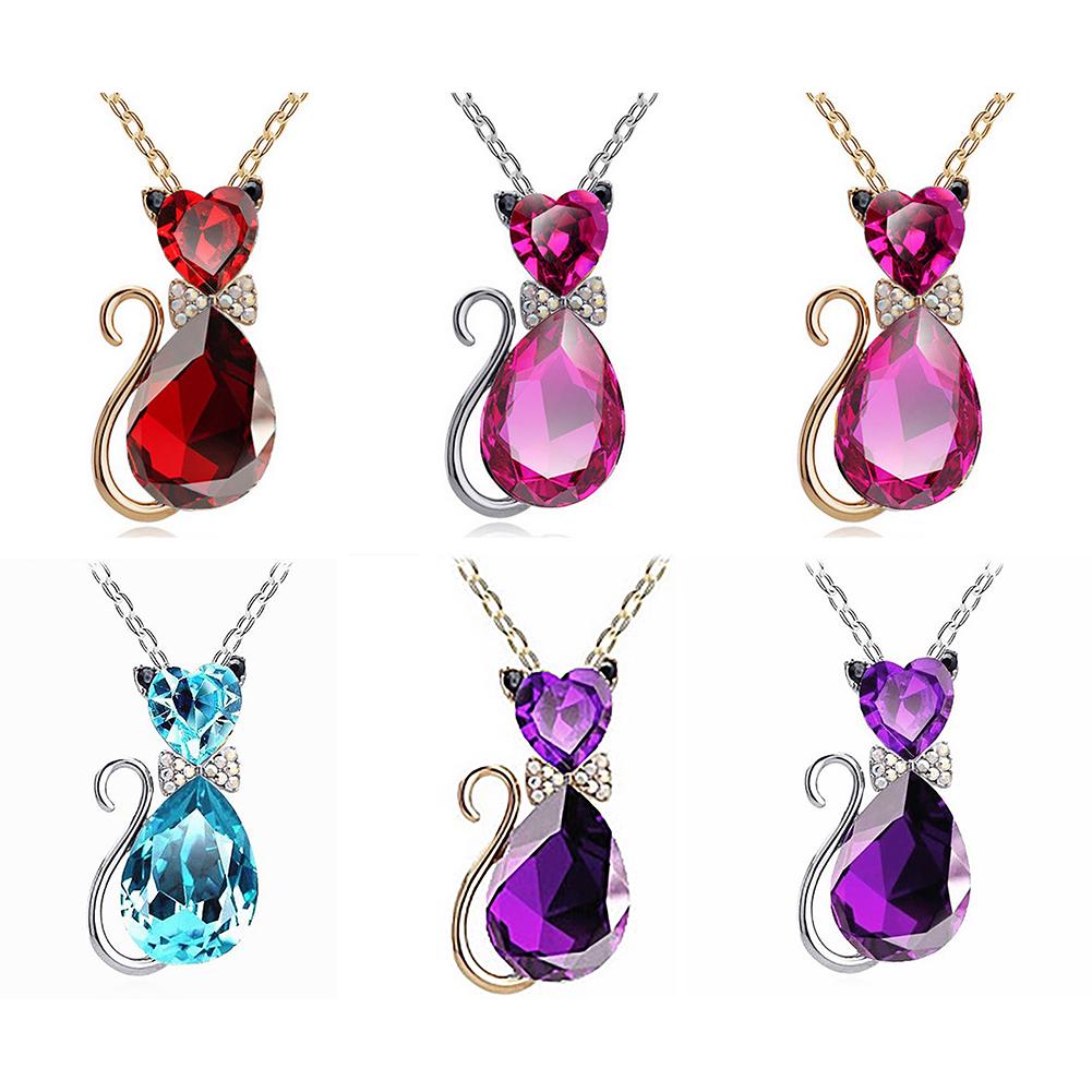 Роскошные Свадебные Женщины Cat Rhinestone Очарование Ожерелье Партии