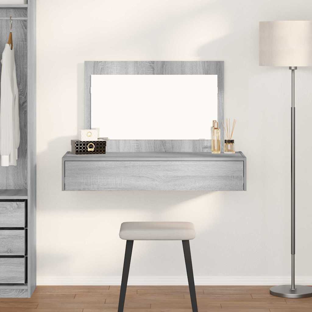 Makeup Table with Drawers Gray 100 x 40 x 70 cm Engineered Wood