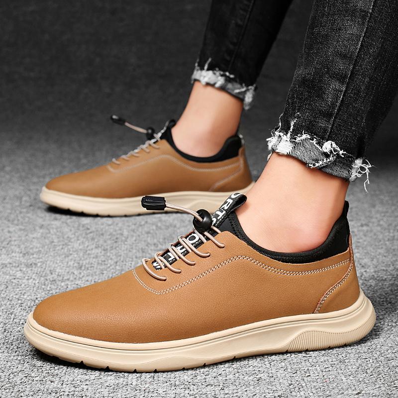 Fashion Male Comfortable Outdoor Hiking Shoe 2024 Elastic Band Mens Sneakers All-match Men Casual Shoes Genuine Leather Driving Shoes