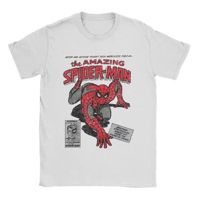 Человек-паук Spiderman Фильм Ретро Комикс Мужские Футболки Креативные Футболки Футболка с Круглым Вырезом 100% Хлопок Подарок на День Рождения Топы#Цвет(3)