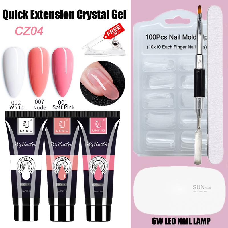 8 шт., набор полигелей для ногтей с УФ-лампой, прозрачный розовый УФ-светодиодный набор для быстрого наращивания ногтей с твердым желе, набор для наращивания ногтей, маникюрный инструмент «сделай сам»