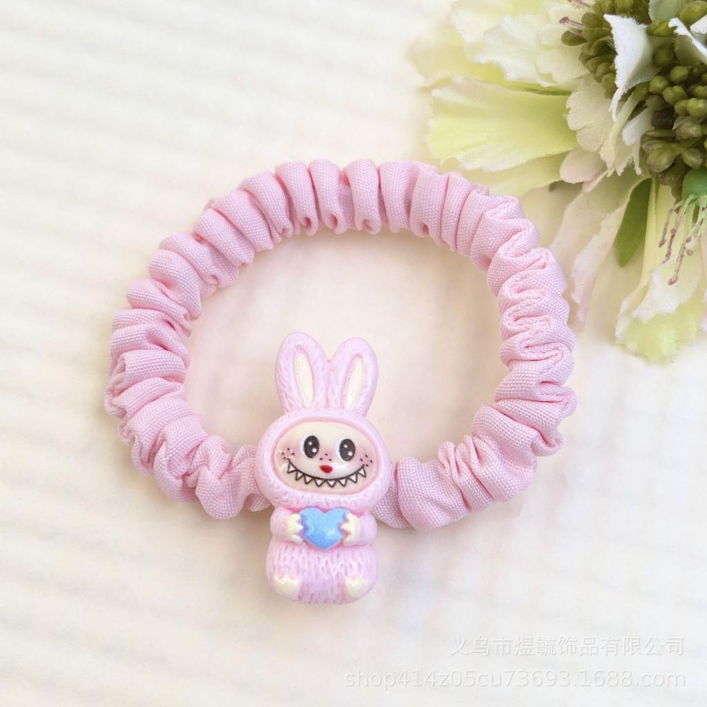 5 шт. Мультяшная резинка для волос Labubu молочно-белого цвета для женщин и детей