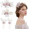 4Pcs/set Gold/Silver Flower Hair Comb Rhinestone Headpiece Luxury Bridesmaid Headwear  Prom Event