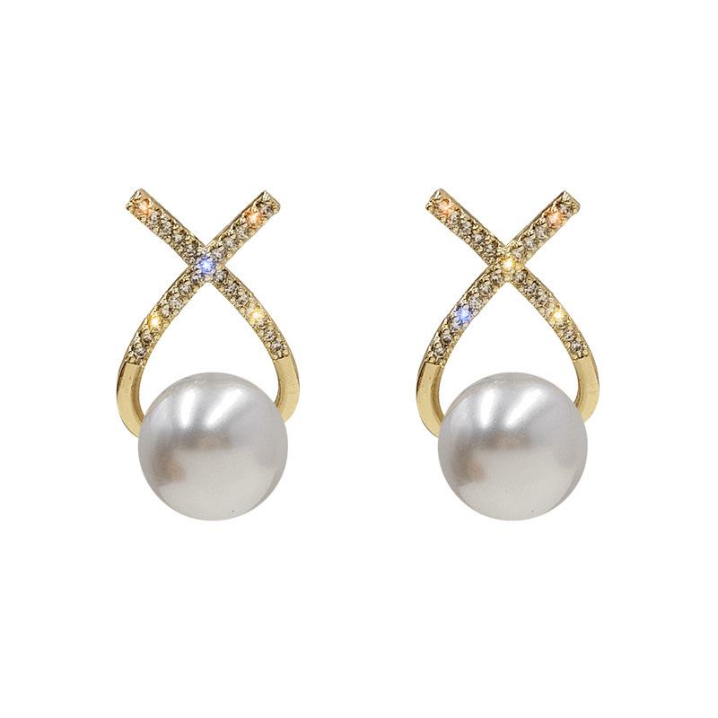 Fashion Gold Color Stud Earring Imitation Pearls Drop Earring Women Temperament Wedding Jewelry Gift