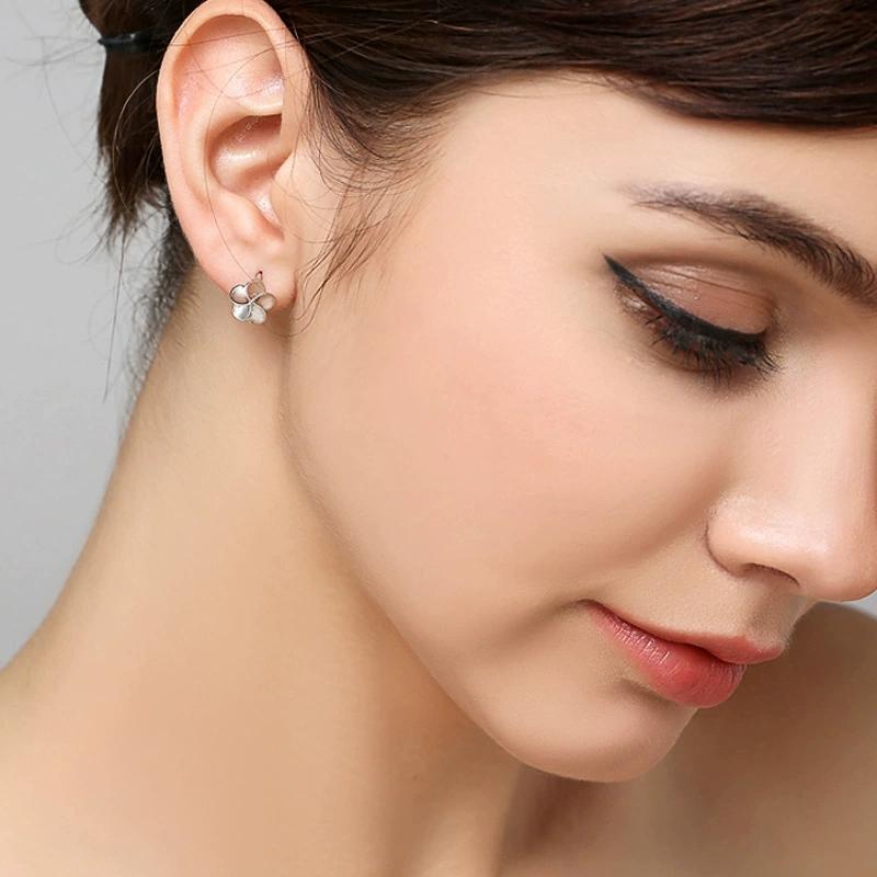 EK105 Flower 925 Sterling Silver Earrings for Women Simple and Stylish Versatile and Fresh Dangle Earrings