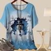 Women's Casual Loose Spring Shirt Women's Short Sleeve Creative Christmas Snowman Printed Tops