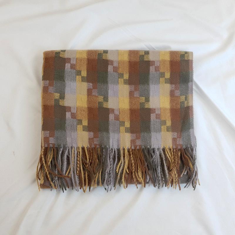 2024 New Autumn And Winter Women'S Scarf Imitation Cashmere Scarf Men'S Mosaic Checkered Warm Shawl