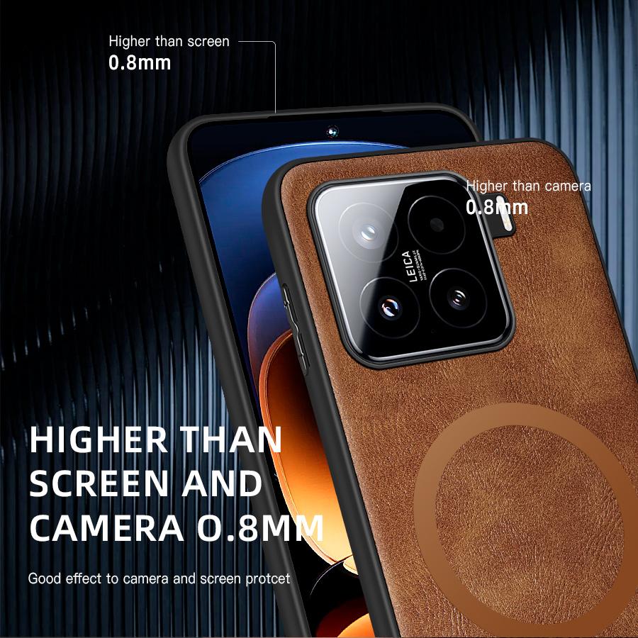 Роскошный кожаный магнитный чехол для телефона для Xiaomi 14T 15 13T 12T 11T Pro 12S Ultra 13 Lite для беспроводной зарядки Magsafe Защитная крышка