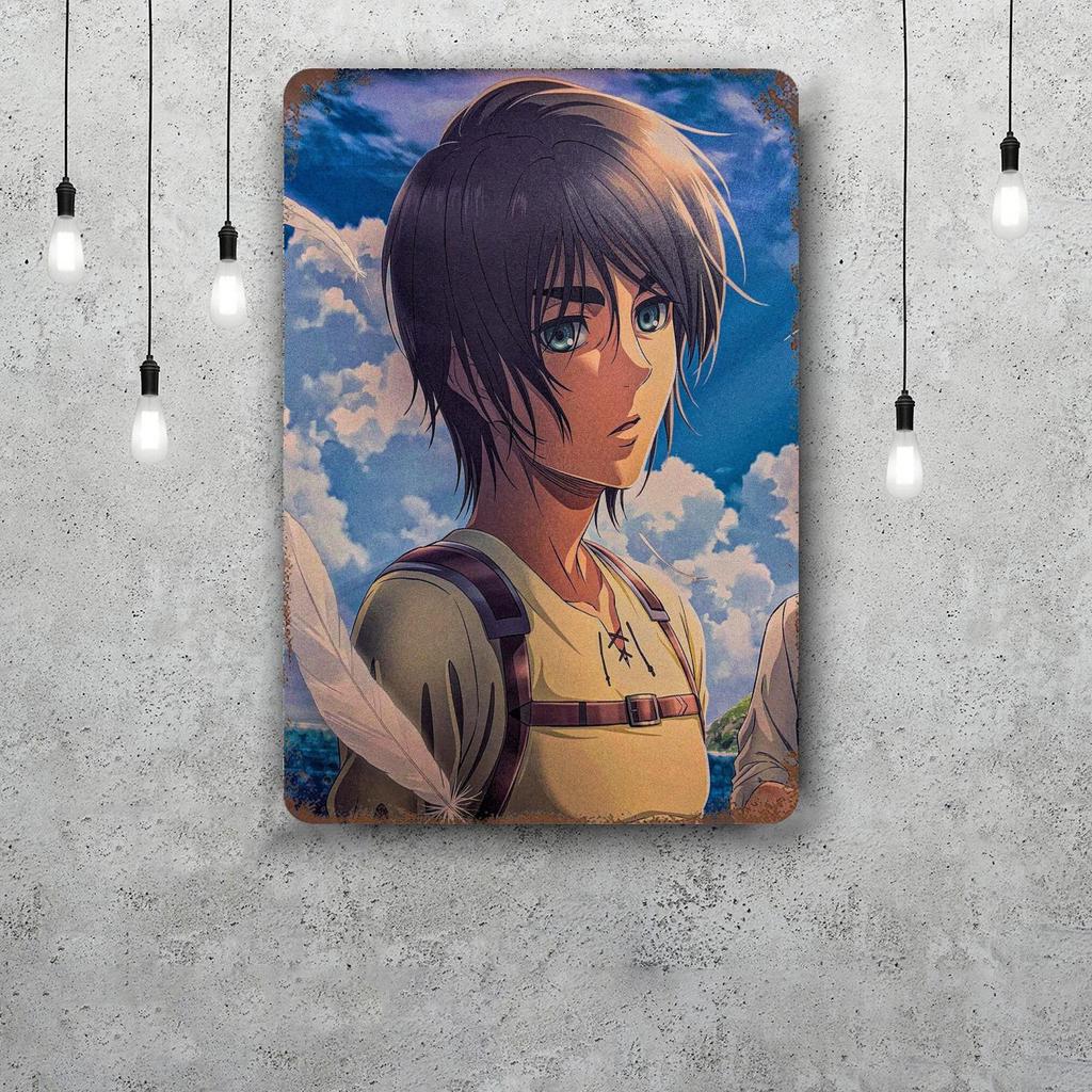 eren yeager Vintage Metal Tin Signs Posters Decor Retro Metal Plaque Wall Art Decor for Garage Bar