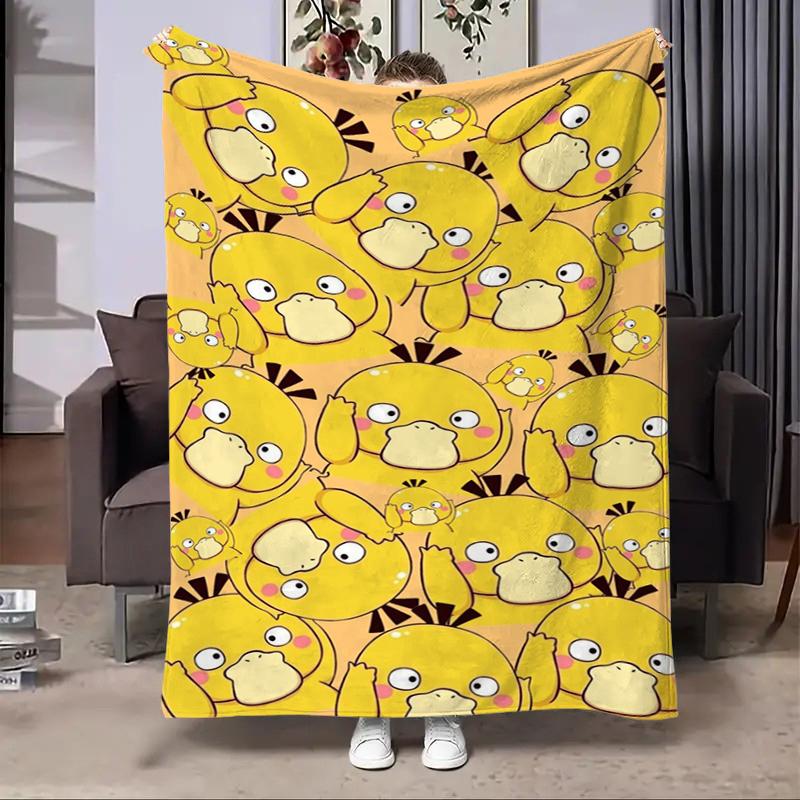 Cute Pokémon Psyduck Blanket Comfortable skin friendly soft sofa living room bed bedroom blanket suitable for travel and gift