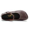New Luxury Embossed Mary Jane Shoes Women's Vintage Real Leather Flats Elegant Sandals Woman Shallow Braids Strap Moccasin Shoe