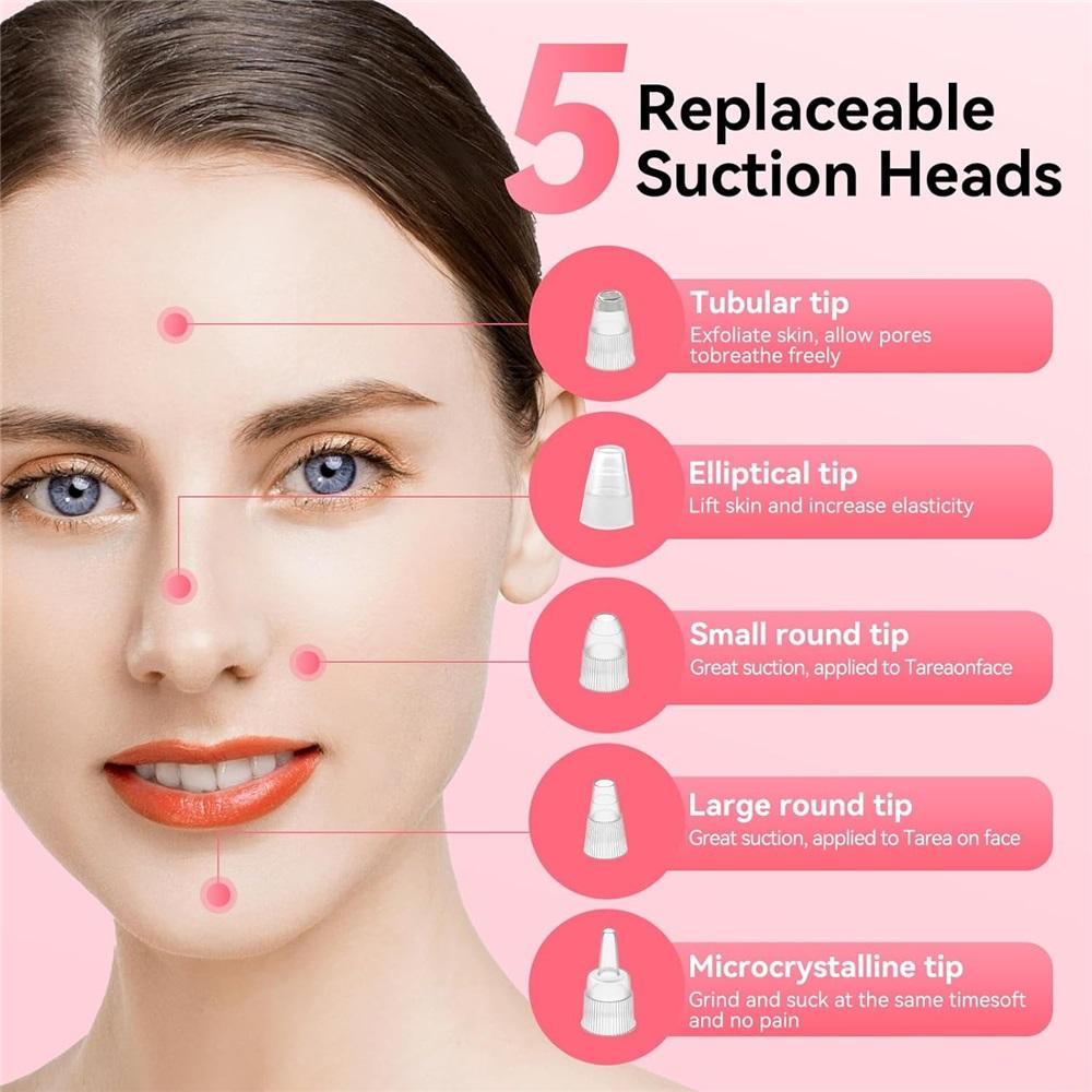 Electric Blackhead Vacuum Cleaner 4-Level Suction Modes Blackhead Removal Tool with Heating Mode