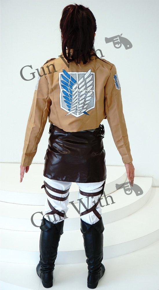 Атака титанов куртка исследовательского корпуса крылья свободы косплей костюм унисекс Эрен Микаса Леви Ханге [Пистолет с] (L)