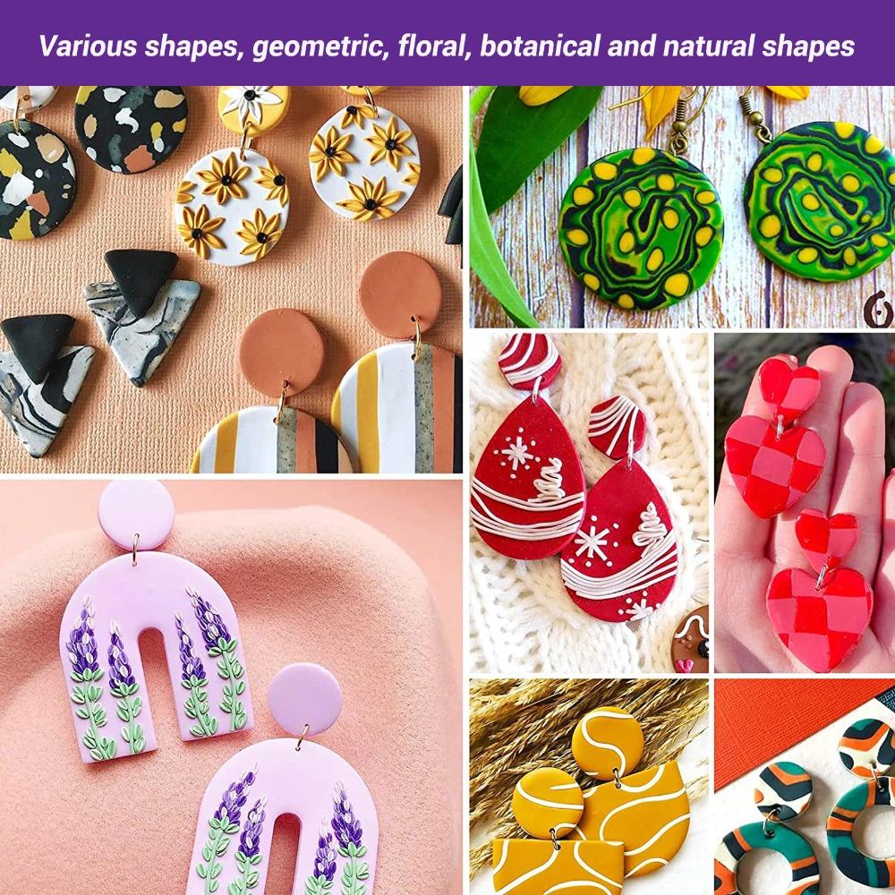 24pcs Green Clay Earring Cutters Various Shapes Boho Clay Cutters  Earrings Making