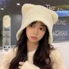 Korean Style Warm Knit Plush Bear Ears Hat for Women (Autumn/Winter) - Versatile, Large Head Circumference