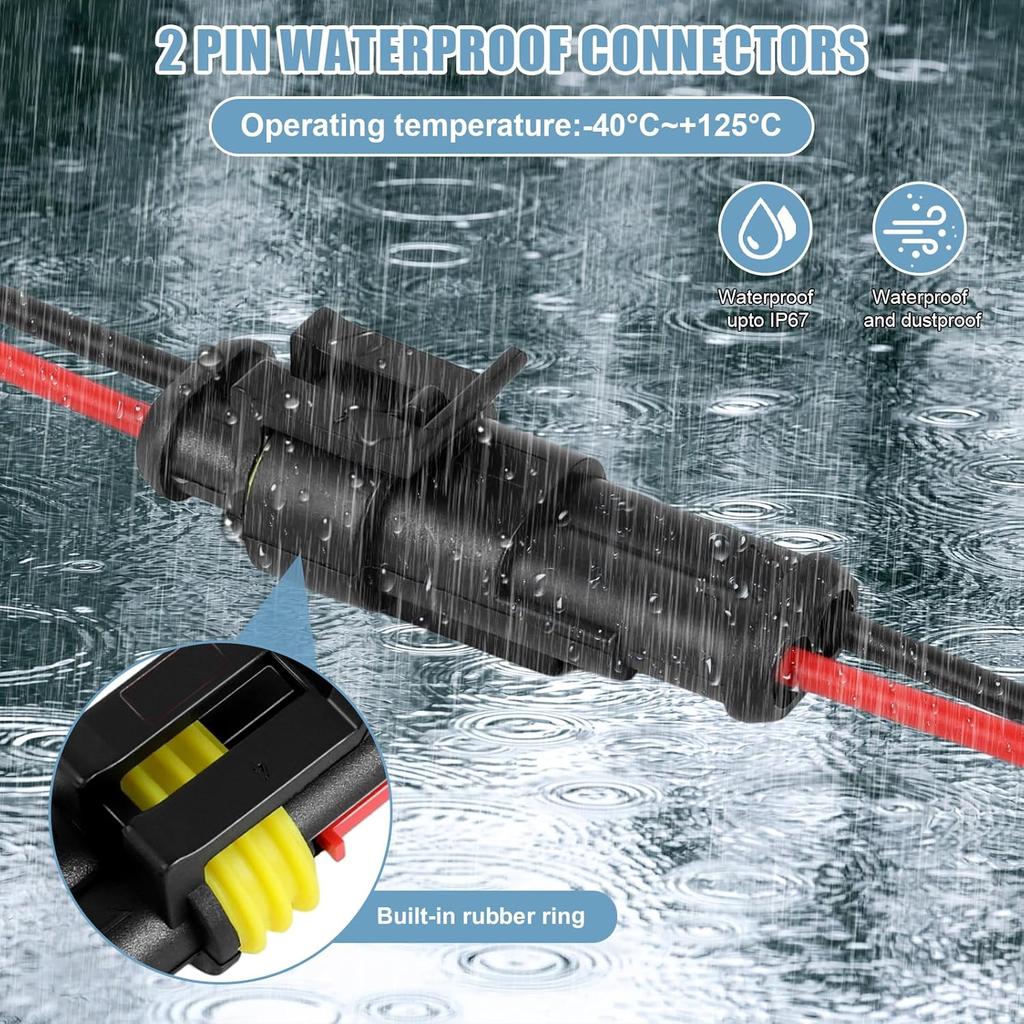 Водонепроницаемый 2-контактный разъем, 18AWG 10см штекерный и гнездовой разъем для проводов, подходит для автомобиля, грузовика, лодки и различных применений (5 шт.)