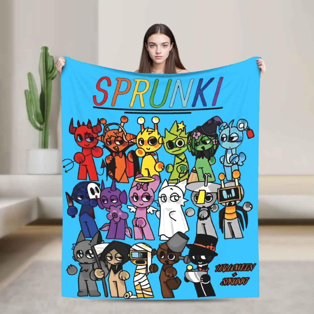 Sprunkis Characters Game Fuzzy Blanket  Funny Throw Blankets for Home 125*100cm Rug Piece