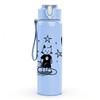 1PC Cat Sled Star Heart Doodle 750ml Color Plastic Sports Water Bottle Leakproof Flip Straw Lid Suitable for Sports Office Home Use